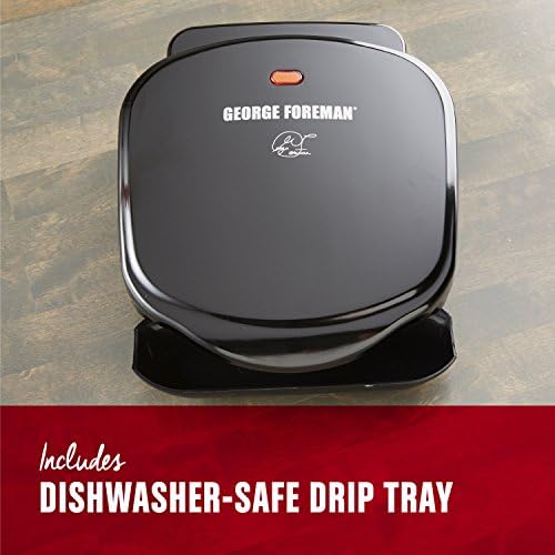 George Foreman 2-Serving Classic Plate Electric Indoor Grill and Panini Press, Black, Small Compact Size, GR10B - Image 5