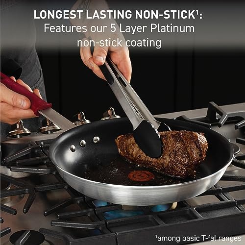 T-fal Professional VX3 Brushed Nonstick Fry Pan with Stainless Steel Handle 8.5Inch, Oven Broiler Safe 400F, Cookware, Pots and Pans, Skillet, Restaurant & Business Grade, Certified NSF and CBA, Black - Image 4