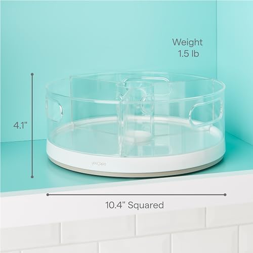 YouCopia Crazy Susan Lazy Susan Organizer, 3 BPA-Free Removable Clear Bins with Handles, Rotating Storage Turntable for Kitchen Cabinet, Pantry and Bathroom Organization - Image 5