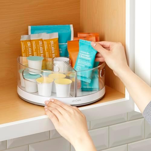 YouCopia Crazy Susan Lazy Susan Organizer, 3 BPA-Free Removable Clear Bins with Handles, Rotating Storage Turntable for Kitchen Cabinet, Pantry and Bathroom Organization - Image 6