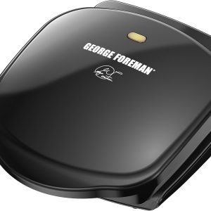 George Foreman 2-Serving Classic Plate Electric Indoor Grill and Panini Press, Black, Small Compact Size, GR10B