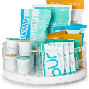 YouCopia Crazy Susan Lazy Susan Organizer, 3 BPA-Free Removable Clear Bins with Handles, Rotating Storage Turntable for Kitchen Cabinet, Pantry and Bathroom Organization